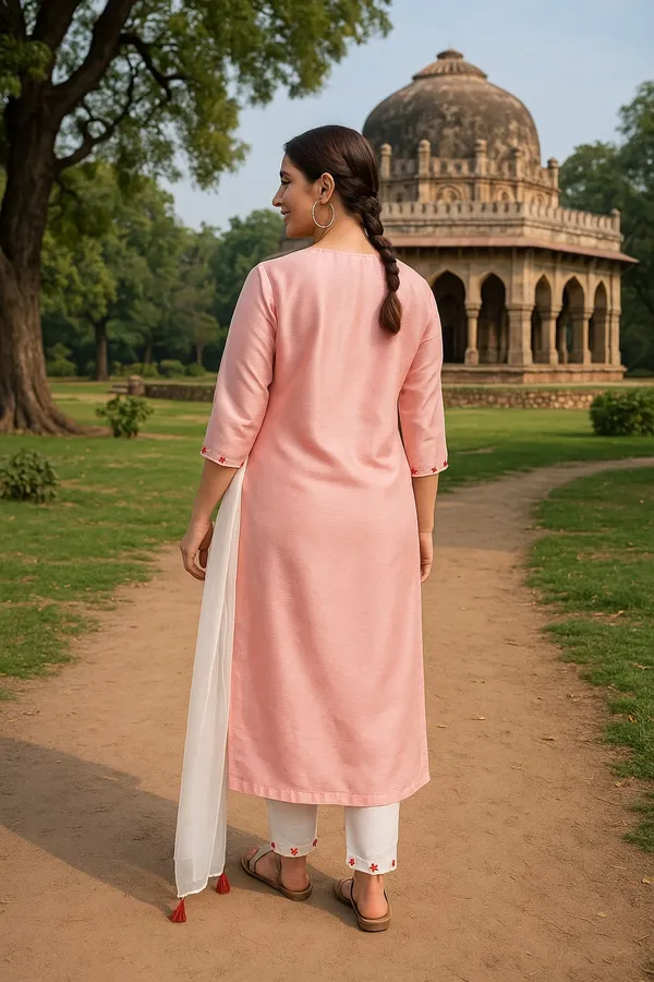 Green_Premium_Cotton_Blend_Three_Fourth_Sleeves_Kurta_Set_For_Women
