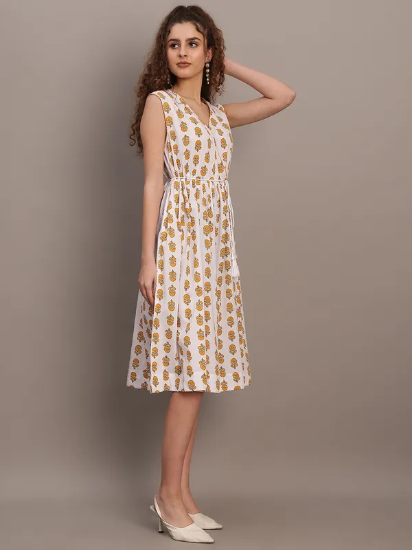 Mustard_Motif_Wrap_Midi_Dress
