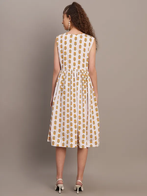 Mustard_Motif_Wrap_Midi_Dress