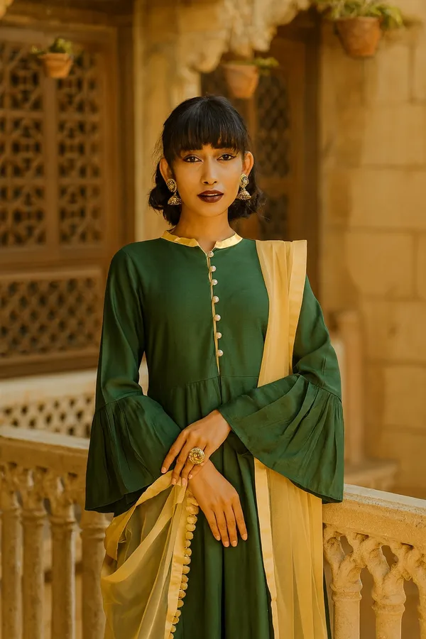 Green_Premium_Cotton_Full_Sleeves_Kurta_Set_For_Women