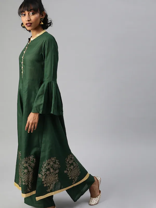 Green_Premium_Cotton_Full_Sleeves_Kurta_Set_For_Women