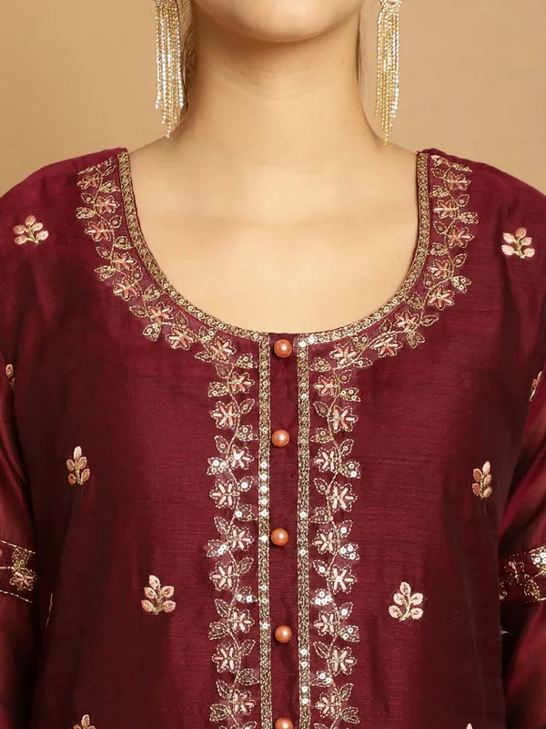 Wine_Chanderi_Women's_Set