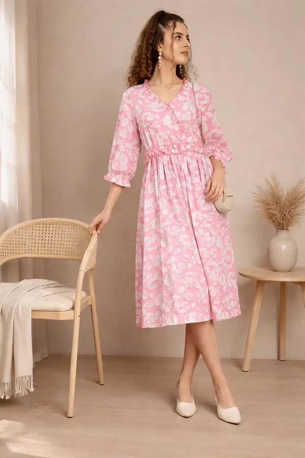 Pink_Floral_Ruffle_Midi_Dress