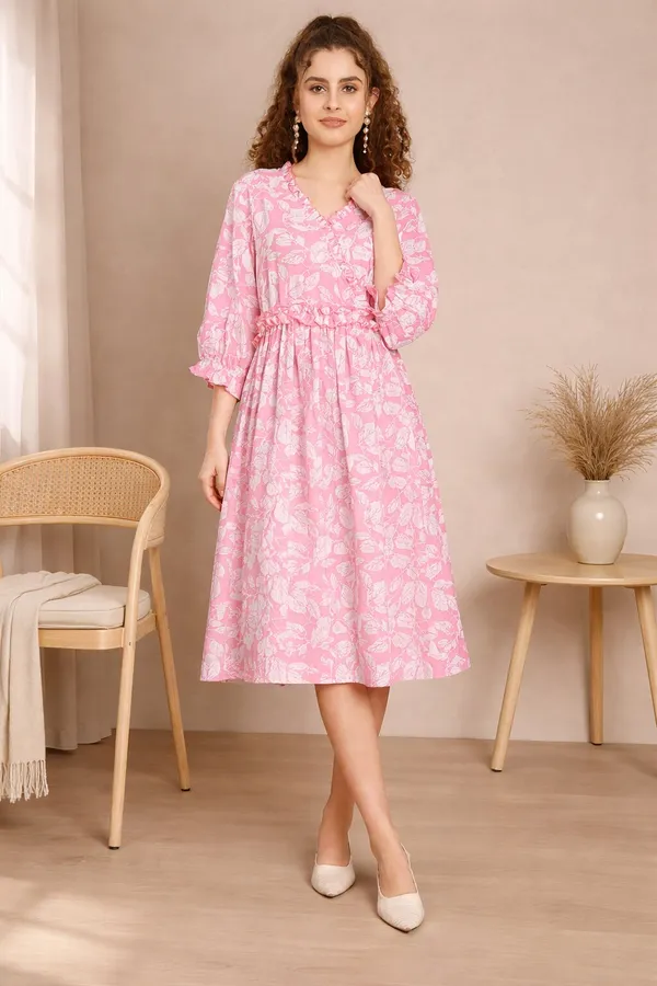 Pink_Floral_Ruffle_Midi_Dress