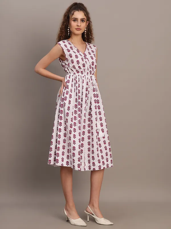 Blush_Leaf_Print_Wrap_Midi_Dress