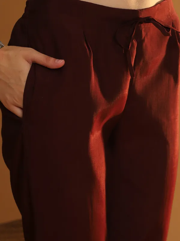 Maroon_Chanderi_Cotton_Anarkali_Kurta_Set