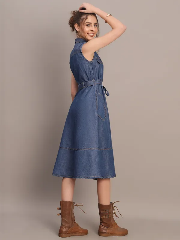 Indigo_Denim_Shirt_Midi_Dress