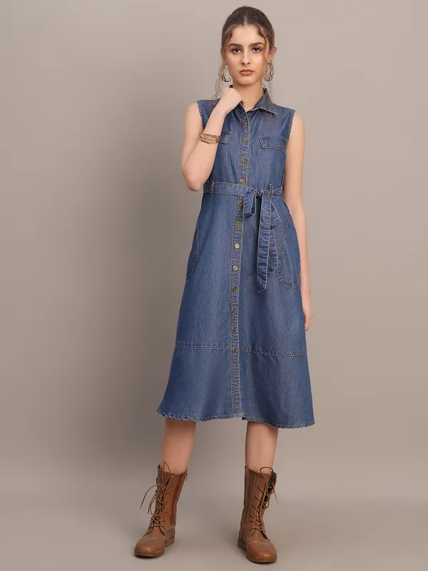 Indigo_Denim_Shirt_Midi_Dress