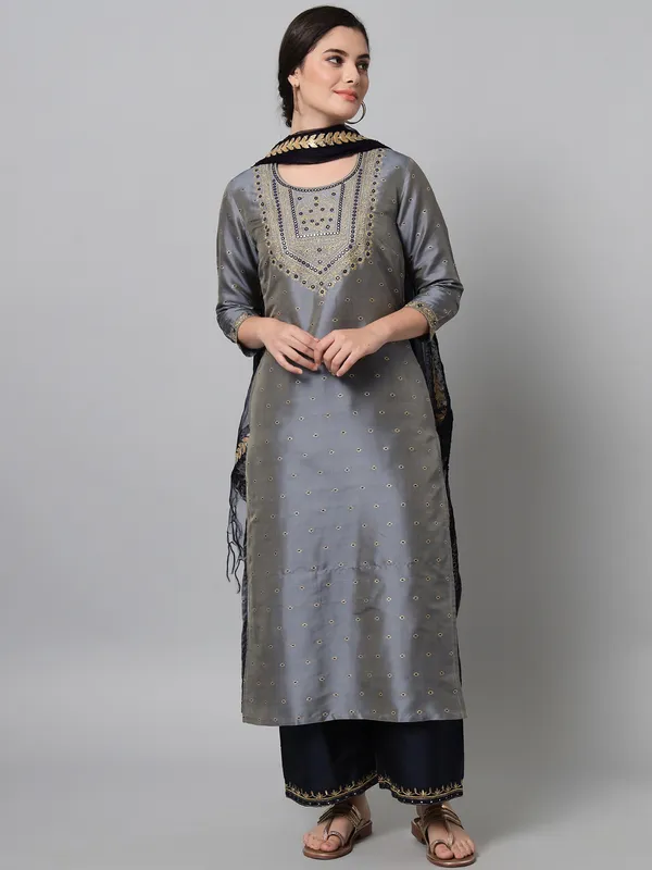 Grey_Dupion_Silk_Kurta_Set