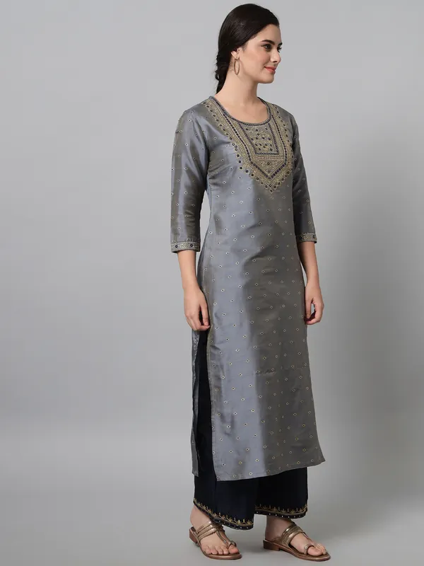 Grey_Dupion_Silk_Kurta_Set