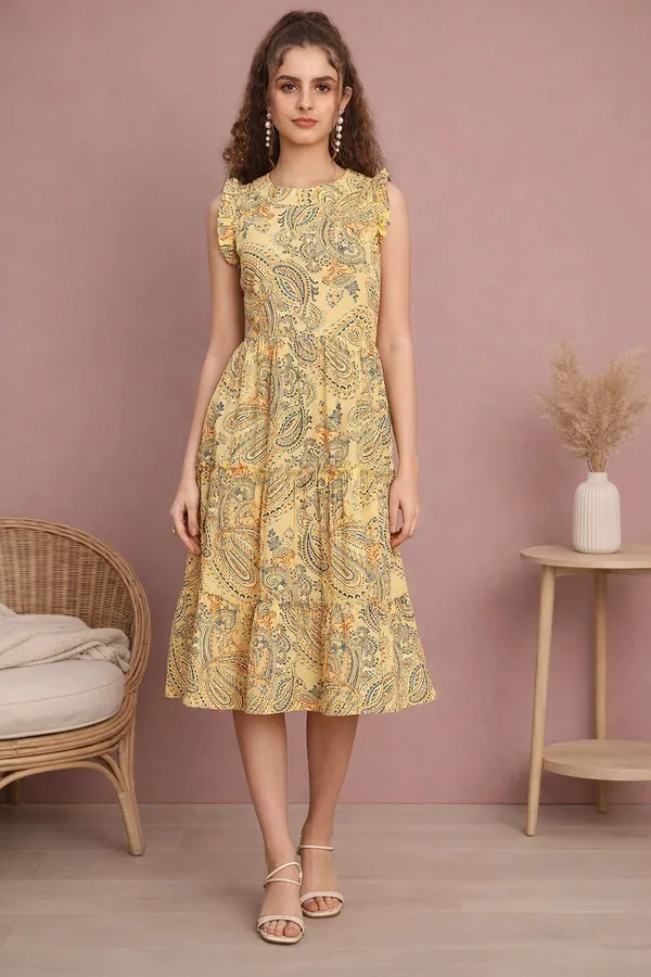 Mustard_Paisley_Tiered_Midi_Dress