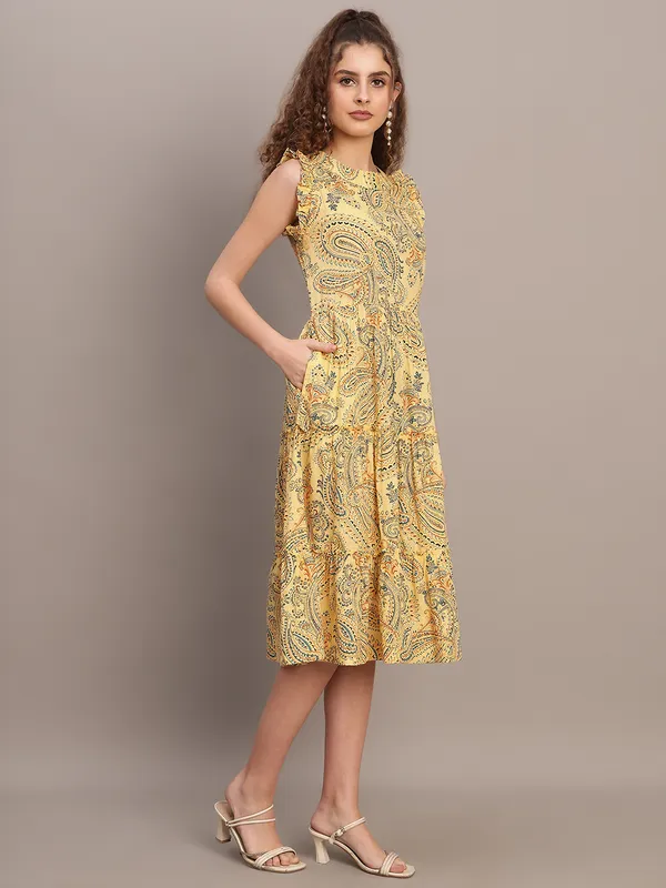 Mustard_Paisley_Tiered_Midi_Dress