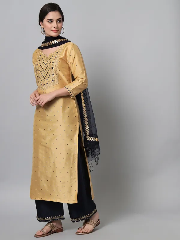 Golden_Beige_Zari_Embroidery_Kurta_Trouser_Set