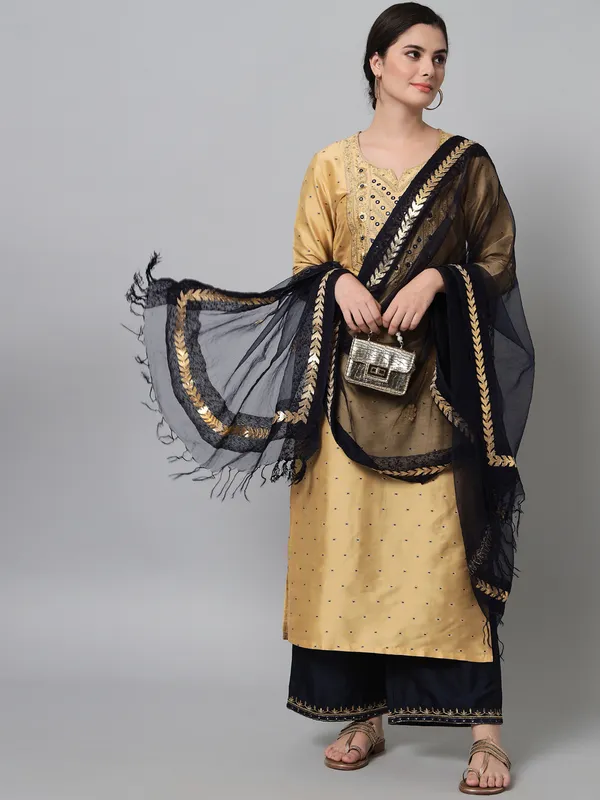 Golden_Beige_Zari_Embroidery_Kurta_Trouser_Set