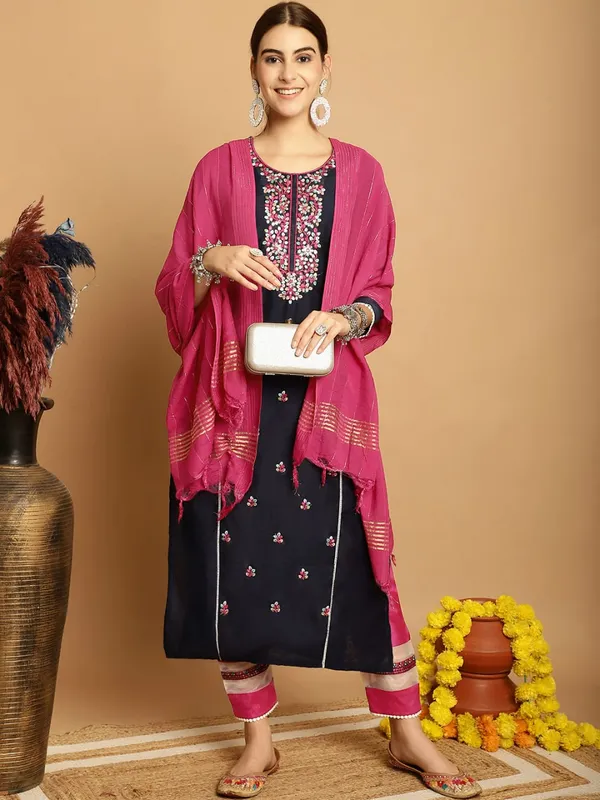 Navy_Chanderi_Women's_Set