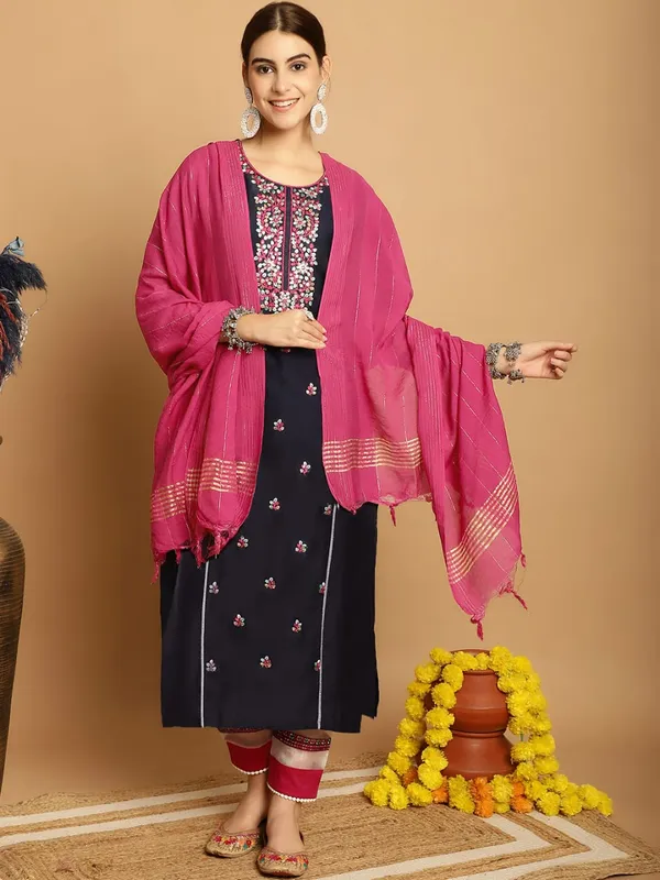 Navy_Chanderi_Women's_Set