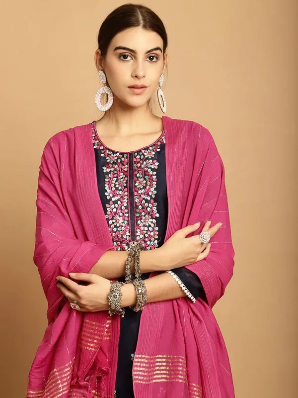 Navy_Chanderi_Women's_Set