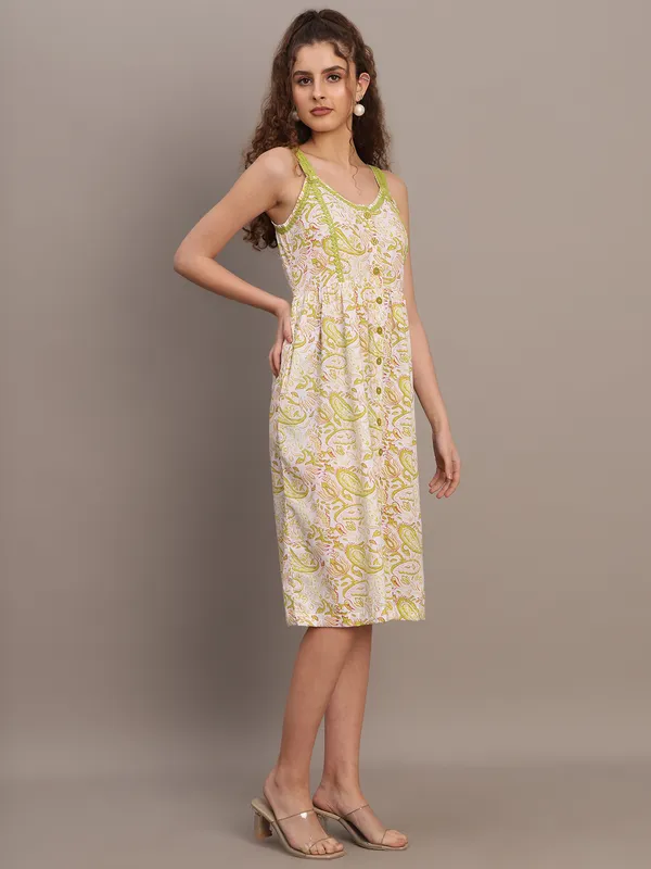 Lime_Paisley_Strap_Midi_Dress
