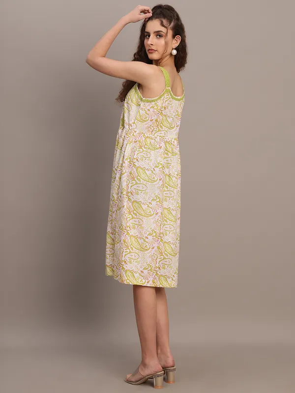 Lime_Paisley_Strap_Midi_Dress