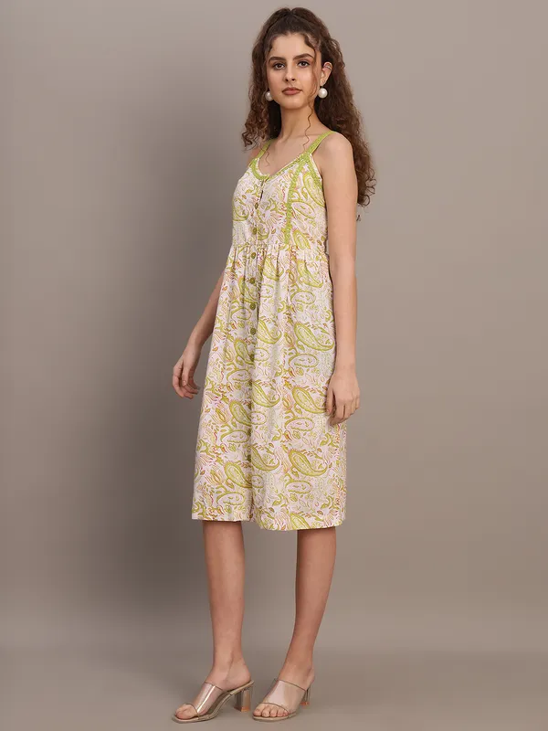 Lime_Paisley_Strap_Midi_Dress