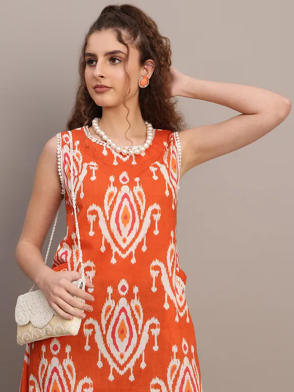 Rust_Ikat_Sleeveless_Midi_Dress