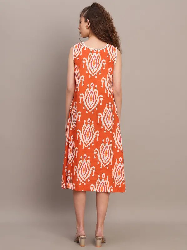 Rust_Ikat_Sleeveless_Midi_Dress