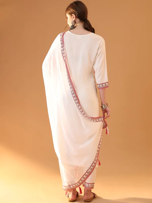White_Viscose_Rayon_Kurta_Trouser_Set