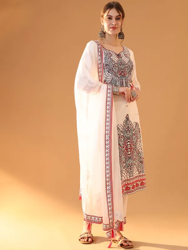 White_Viscose_Rayon_Kurta_Trouser_Set