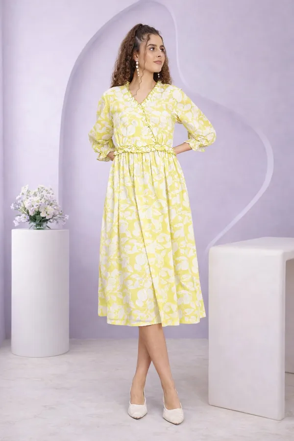 Lemon_Floral_Wrap_Midi_Dress