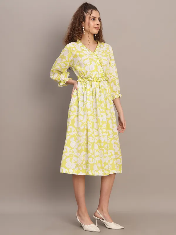 Lemon_Floral_Wrap_Midi_Dress