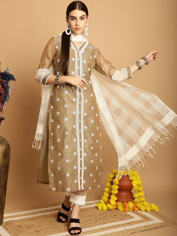 Brown_Chanderi_Women's_Set