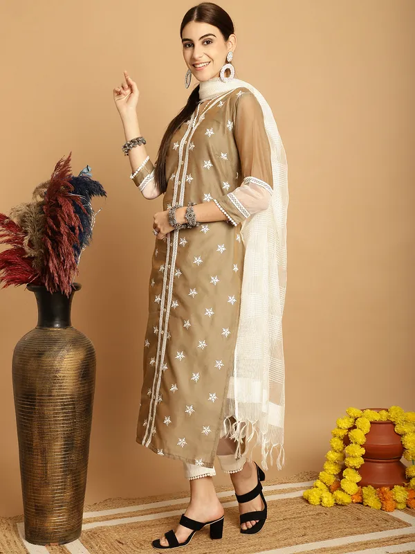 Brown_Chanderi_Women's_Set