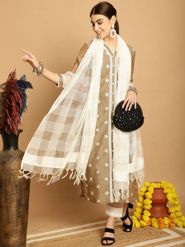 Brown_Chanderi_Women's_Set