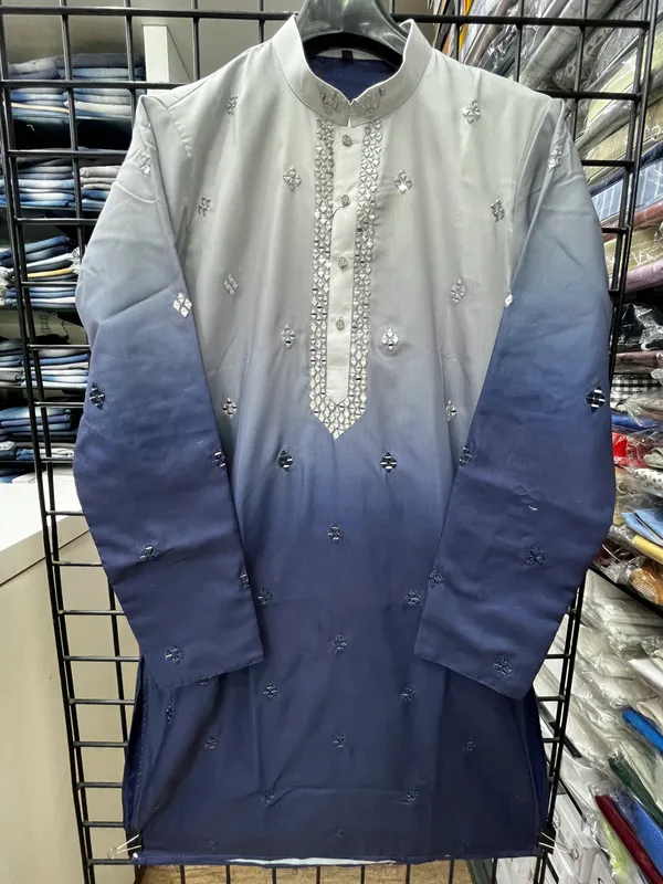 Blue_Fendi_Silk_Salwar_Kurta_For_Men