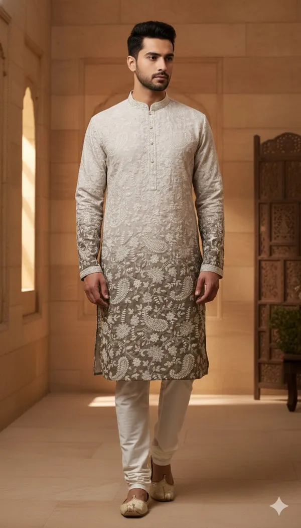 Brown_Cotton_Salwar_Kurta_For_Men