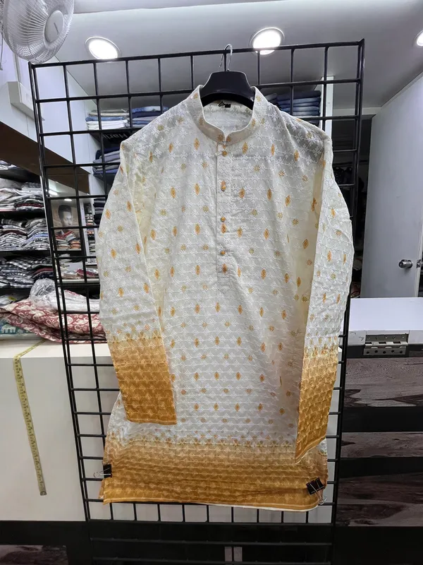 Yellow_Cotton_Salwar_Kurta_For_Men