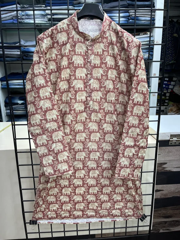 Rust_Cotton_Salwar_Kurta_For_Men