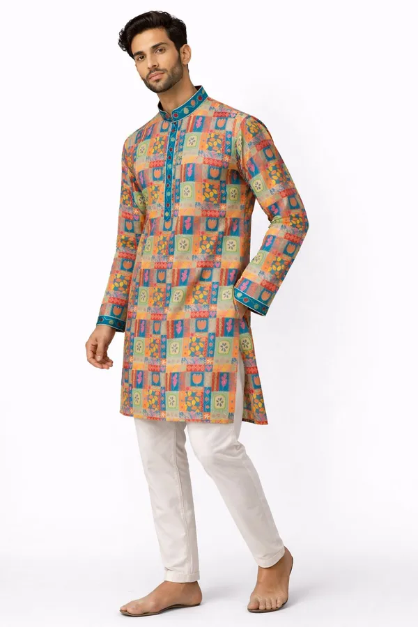 Mens_Multicolour_Cotton_Silk_Kurta