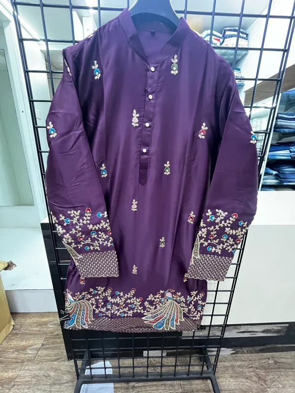Wine_Malai_Silk_Kurta_For_Men