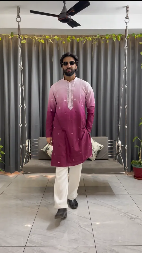 Pink_Fendi_Silk_Salwar_Kurta_For_Men