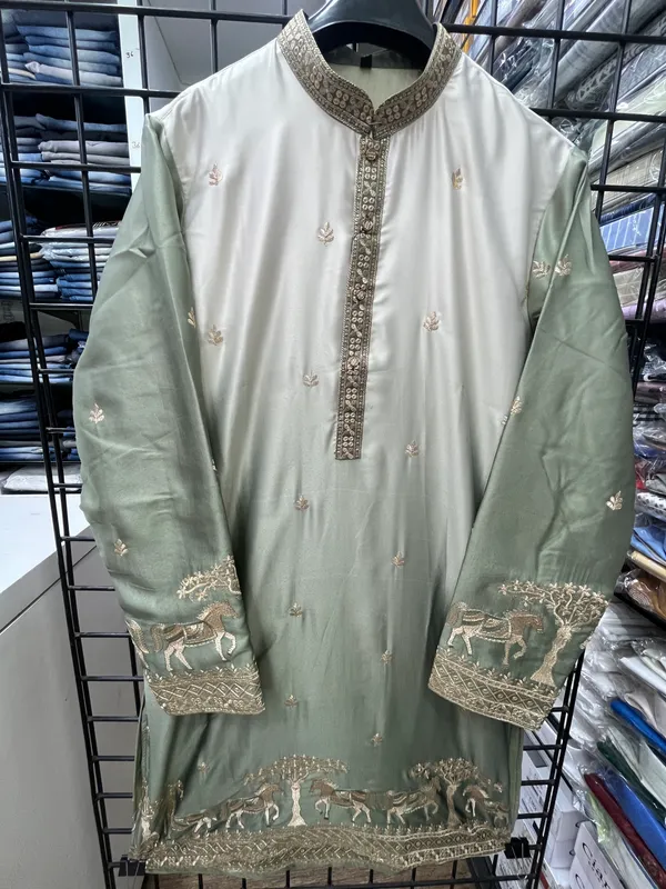 Mehendi_Silk_Salwar_Kurta_For_Men