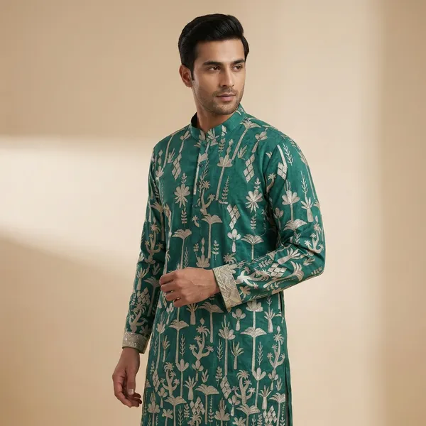 Aqua_Silk_Salwar_Kurta_For_Men