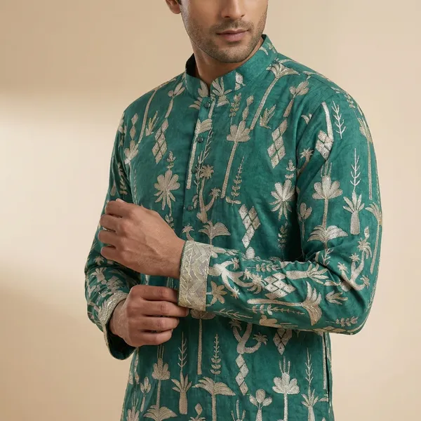 Aqua_Silk_Salwar_Kurta_For_Men