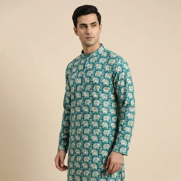 Rama_Green_Cotton_Salwar_Kurta_For_Men
