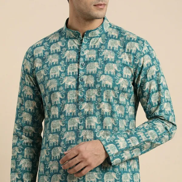 Rama_Green_Cotton_Salwar_Kurta_For_Men