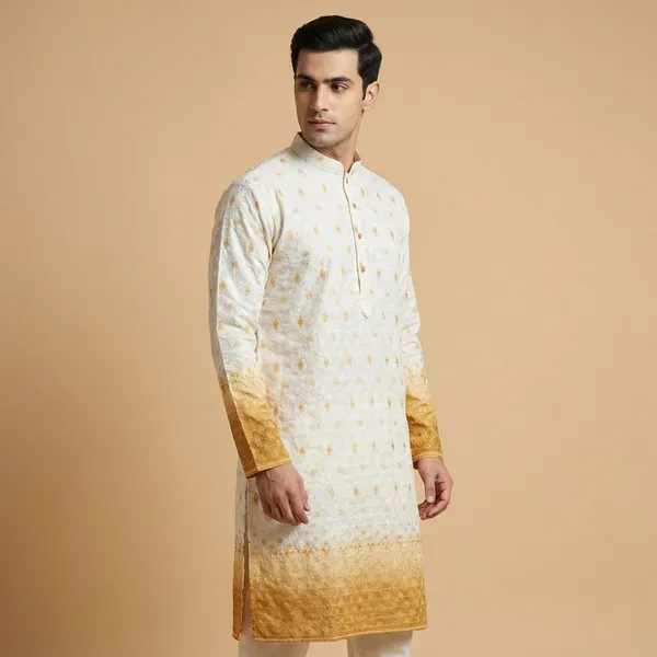 Yellow_Cotton_Salwar_Kurta_For_Men