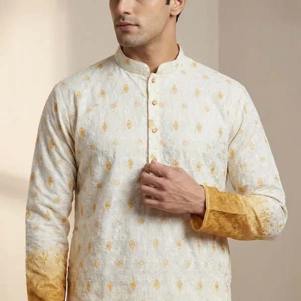 Yellow_Cotton_Salwar_Kurta_For_Men