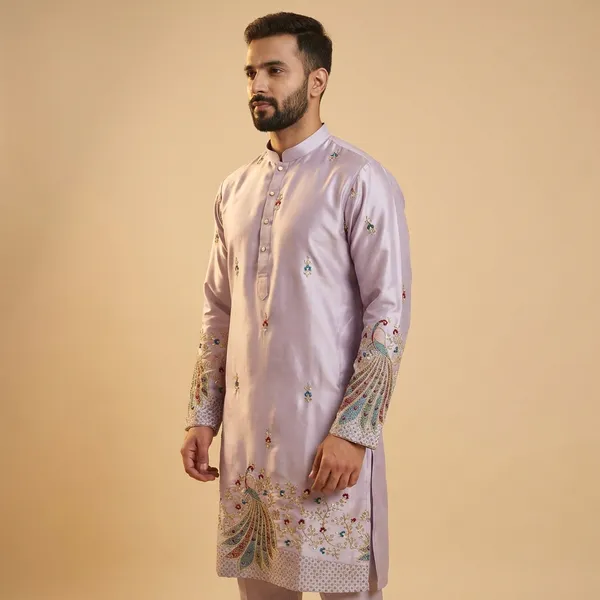 Lilac_Malai_Silk_Salwar_Kurta_For_Men