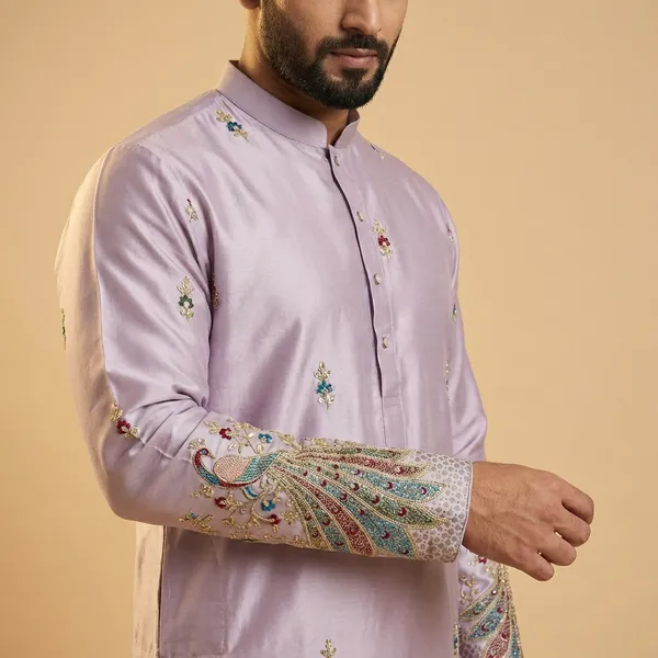Lilac_Malai_Silk_Salwar_Kurta_For_Men