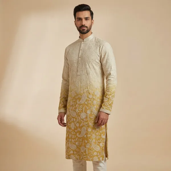 Yellow_Cotton_Salwar_Kurta_For_Men